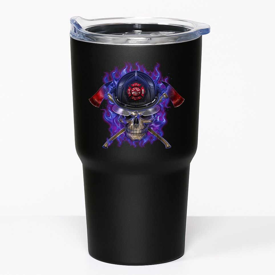 Fire Dept Flame Skull Tumbler
