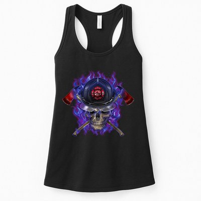 Fire Dept Flame Skull Womens Tank Top