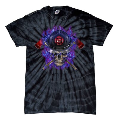 Fire Dept Flame Skull Tie-Dye T-Shirt