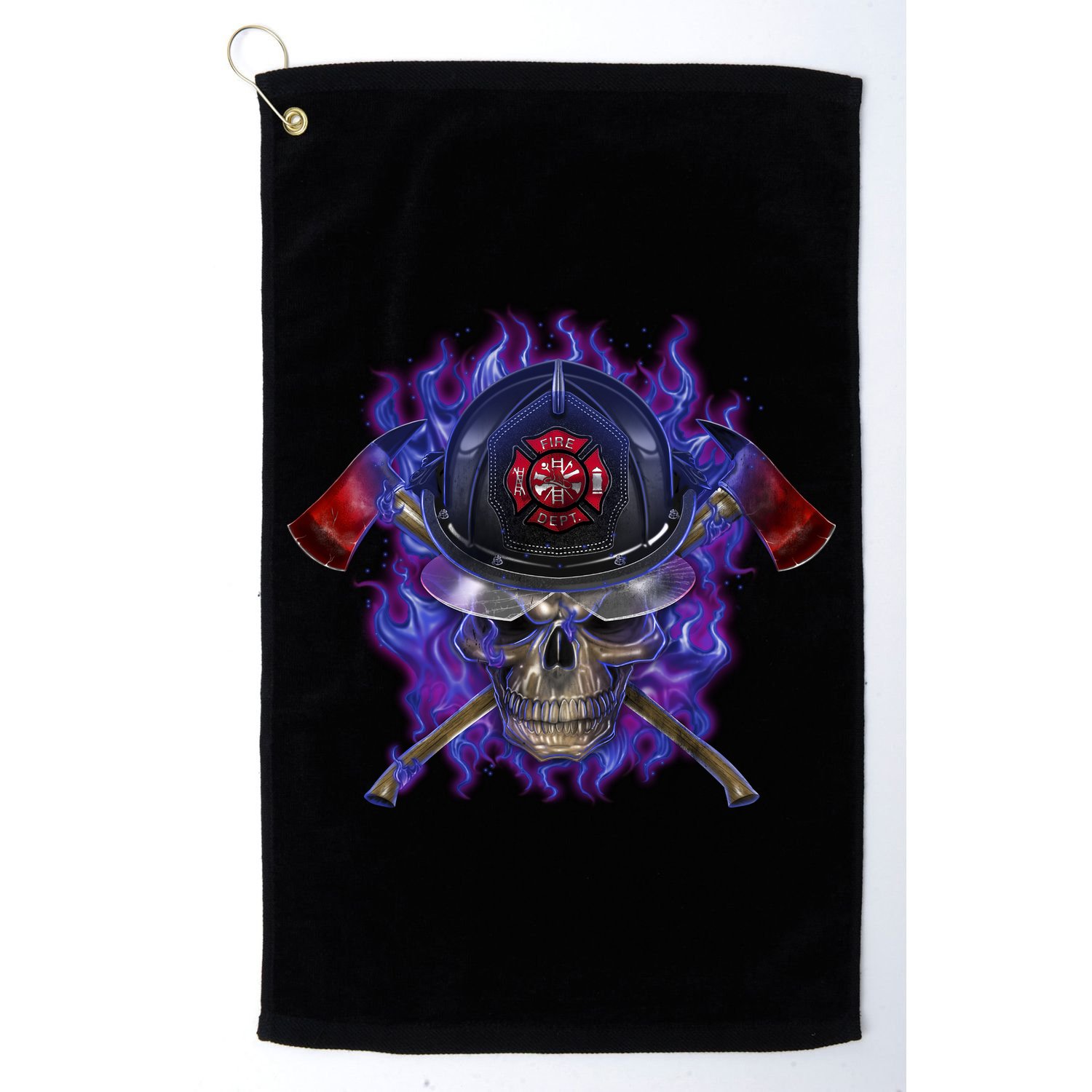 Fire Dept Flame Skull Golf Towel