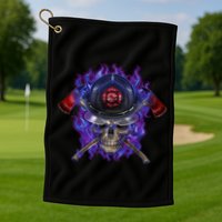 Fire Dept Flame Skull Golf Towel