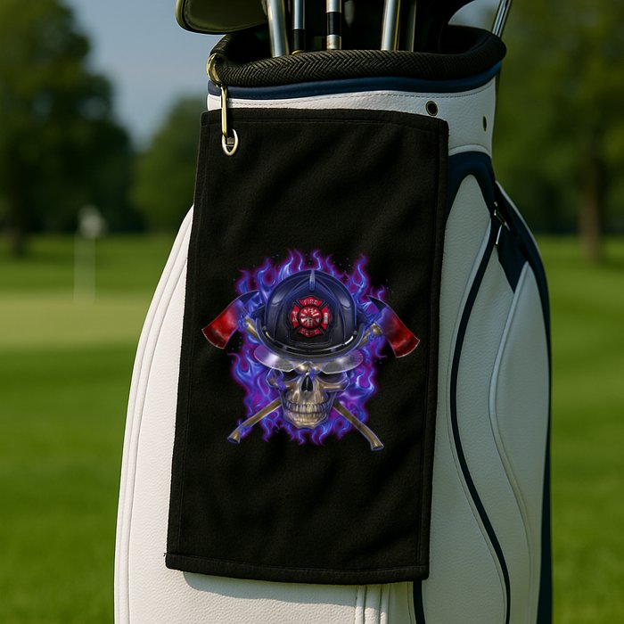 Fire Dept Flame Skull Golf Towel
