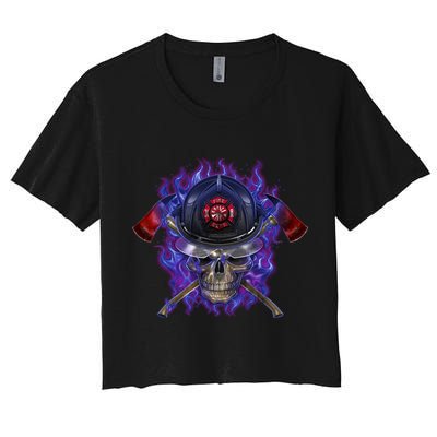 Fire Dept Flame Skull Crop Top