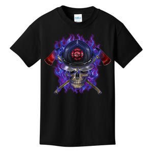 Fire Dept Flame Skull Kids T-Shirt