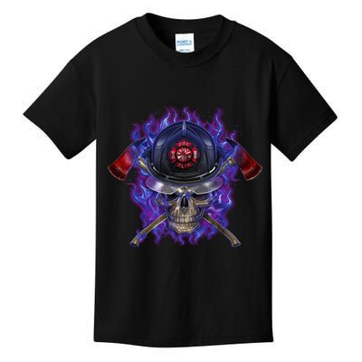 Fire Dept Flame Skull Kids T-Shirt