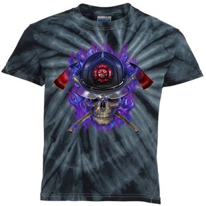 Fire Dept Flame Skull Kids Tie-Dye T-Shirt