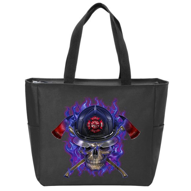 Fire Dept Flame Skull Zip Tote Bag
