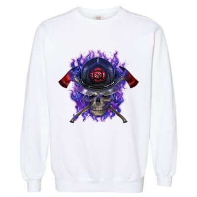 Fire Dept Flame Skull Garment-Dyed Sweatshirt