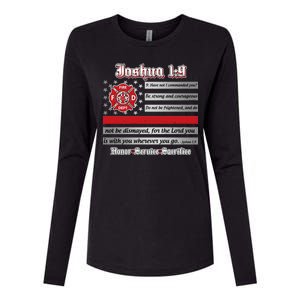 Fire Fighters Red Line Flag Joshua 1:9 Womens Cotton Relaxed Long Sleeve T-Shirt