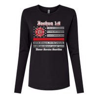 Fire Fighters Red Line Flag Joshua 1:9 Womens Cotton Relaxed Long Sleeve T-Shirt