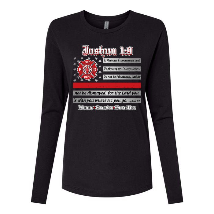 Fire Fighters Red Line Flag Joshua 1:9 Womens Cotton Relaxed Long Sleeve T-Shirt