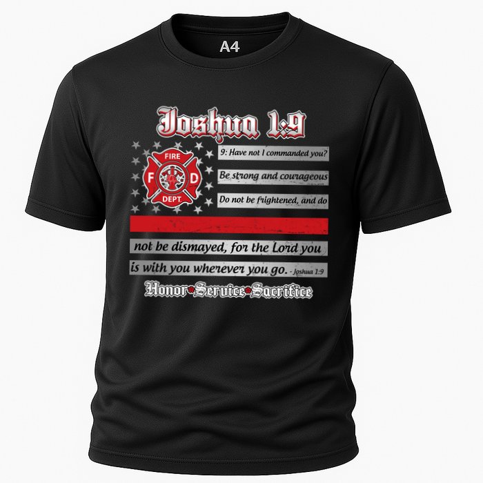 Fire Fighters Red Line Flag Joshua 1:9 Performance Shirt