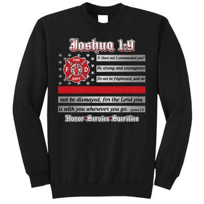 Fire Fighters Red Line Flag Joshua 1:9 Sweatshirt