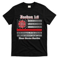 Fire Fighters Red Line Flag Joshua 1:9 T-Shirt