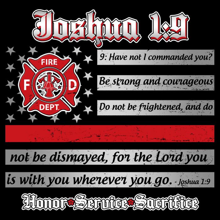 Fire Fighters Red Line Flag Joshua 1:9 Impact Tech Backpack