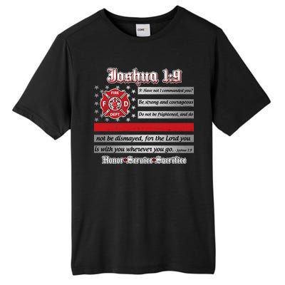 Fire Fighters Red Line Flag Joshua 1:9 Tall Fusion ChromaSoft Performance T-Shirt