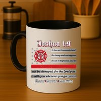 Fire Fighters Red Line Flag Joshua 1:9 Mug