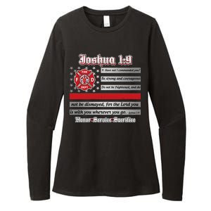 Fire Fighters Red Line Flag Joshua 1:9 Womens CVC Long Sleeve Shirt