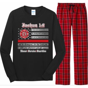 Fire Fighters Red Line Flag Joshua 1:9 Long Sleeve Pajama Set