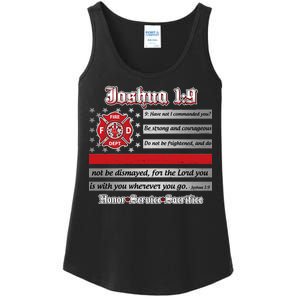 Fire Fighters Red Line Flag Joshua 1:9 Ladies Essential Tank