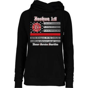 Fire Fighters Red Line Flag Joshua 1:9 Womens Funnel Neck Pullover Hood