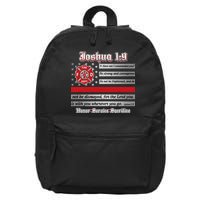 Fire Fighters Red Line Flag Joshua 1:9 16 in Basic Backpack