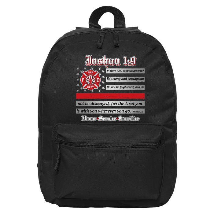 Fire Fighters Red Line Flag Joshua 1:9 16 in Basic Backpack