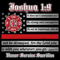 Fire Fighters Red Line Flag Joshua 1:9 16 in Basic Backpack