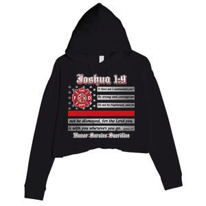 Fire Fighters Red Line Flag Joshua 1:9 Crop Fleece Hoodie