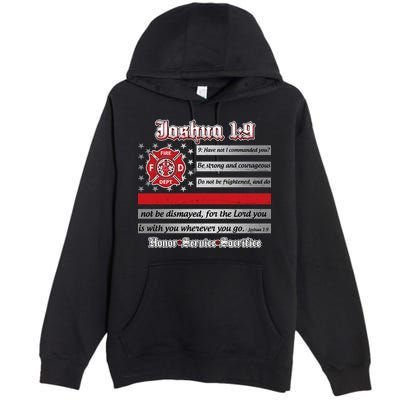 Fire Fighters Red Line Flag Joshua 1:9 Premium Pullover Hoodie