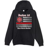 Fire Fighters Red Line Flag Joshua 1:9 Premium Pullover Hoodie