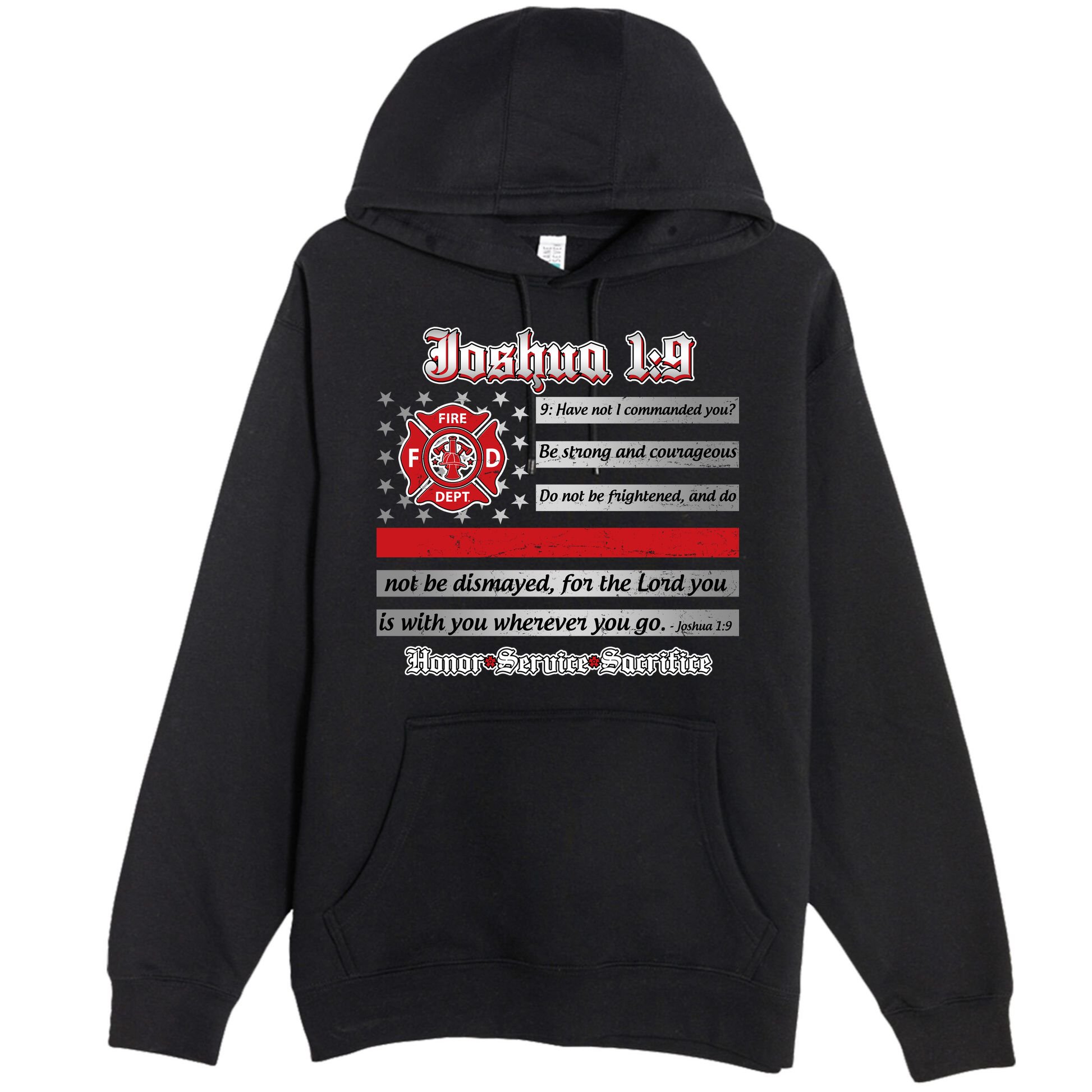 Fire Fighters Red Line Flag Joshua 1:9 Premium Pullover Hoodie