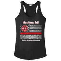 Fire Fighters Red Line Flag Joshua 1:9 Ladies PosiCharge Competitor Racerback Tank