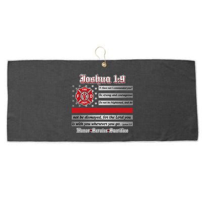 Fire Fighters Red Line Flag Joshua 1:9 Large Microfiber Waffle Golf Towel