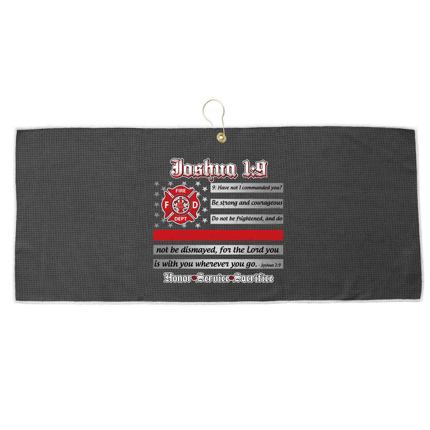 Fire Fighters Red Line Flag Joshua 1:9 Large Microfiber Waffle Golf Towel