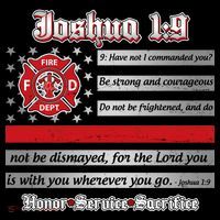 Fire Fighters Red Line Flag Joshua 1:9 Tall Sweatshirt