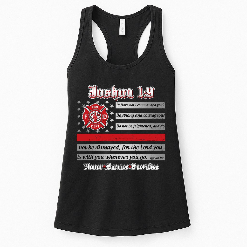 Fire Fighters Red Line Flag Joshua 1:9 Womens Tank Top