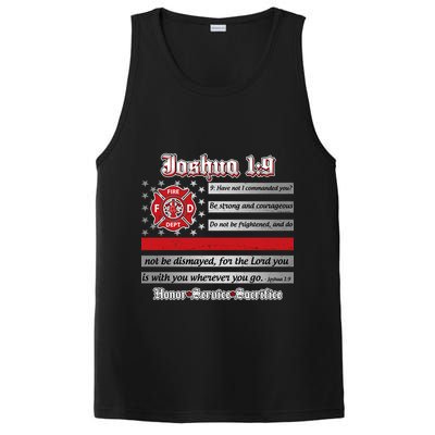 Fire Fighters Red Line Flag Joshua 1:9 PosiCharge Competitor Tank