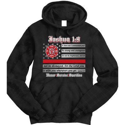 Fire Fighters Red Line Flag Joshua 1:9 Tie Dye Hoodie