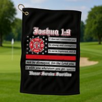 Fire Fighters Red Line Flag Joshua 1:9 Golf Towel