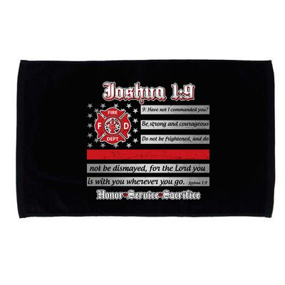 Fire Fighters Red Line Flag Joshua 1:9 Microfiber Hand Towel