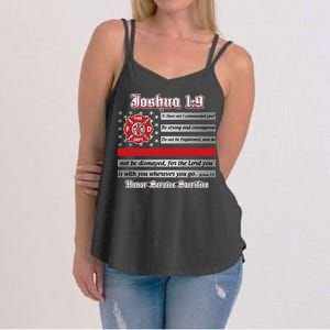 Fire Fighters Red Line Flag Joshua 1:9 Women's Strappy Tank