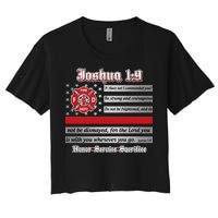 Fire Fighters Red Line Flag Joshua 1:9 Women's Crop Top Tee