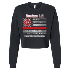 Fire Fighters Red Line Flag Joshua 1:9 Cropped Pullover Crew