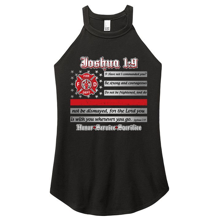 Fire Fighters Red Line Flag Joshua 1:9 Women's Perfect Tri Rocker Tank