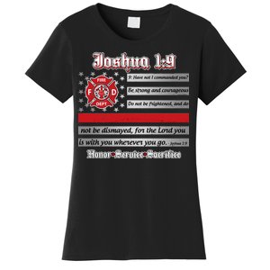 Fire Fighters Red Line Flag Joshua 1:9 Women's T-Shirt