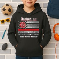 Fire Fighters Red Line Flag Joshua 1:9 Kids Hoodie