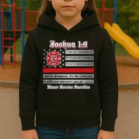 Fire Fighters Red Line Flag Joshua 1:9 Kids Hoodie
