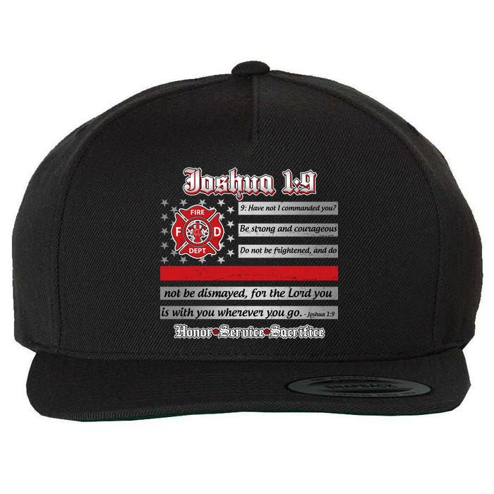 Fire Fighters Red Line Flag Joshua 1:9 Wool Snapback Cap