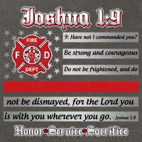 Fire Fighters Red Line Flag Joshua 1:9 Cotton Canvas Backpack